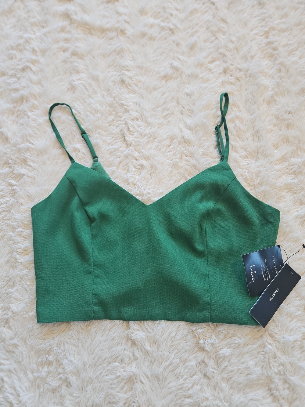 NWT Lulus Green Lace-Up Back Crop Top Size Medium 🔥
